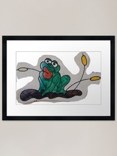 Comical frog tattoo flash art