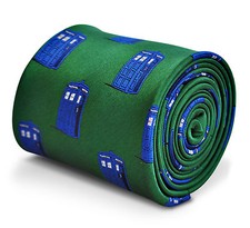 Green Mens Tie with Police Box