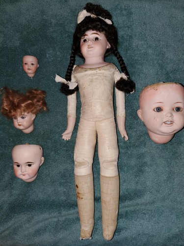 Antique bisque doll heads - antique,