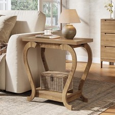 Side End Table, Wooden 2-Tier