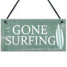 Gone Surfing Hanging Plaque Nautical Decor Beach Seaside Chic Home Sign Gifts
