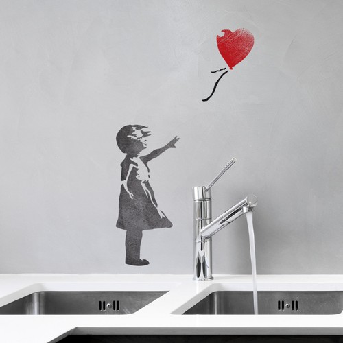 Banksy balloon girl - girl, stencil