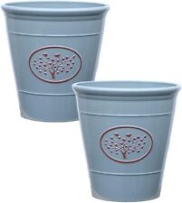 2Pc Plastic Olive Grey Planter