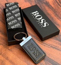 HUGO BOSS Black Genuine Leather Key Ring 