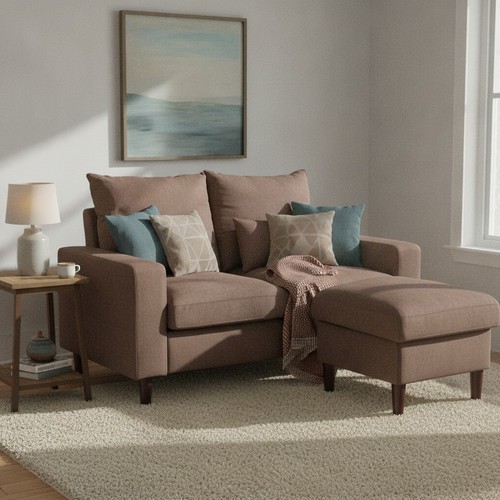 Brown shaped corner sofa 2 - brown, l-shaped