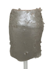 M&S Women's Skirt Neutral Large Hanging Sequins Mesh Base Knee Length New F1