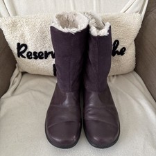 Hotter Purple Boots size 7 fur lined leather with suede uppers mid calf
