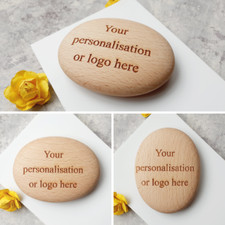 Personalised Large Wooden Pebbles - Pebble Art Custom Engraved, any text or logo