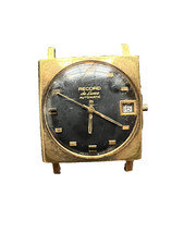 Vintage Record De Luxe Automatic Square Black Dial Watch For Spares and Repair