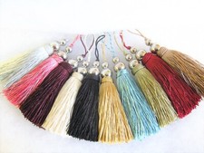 Silver Orbs key tassel 10cm fabric decoration Chrome sewing accessory trim