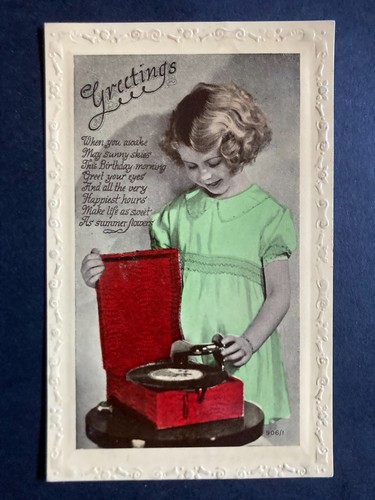 Little girl playing records - little,