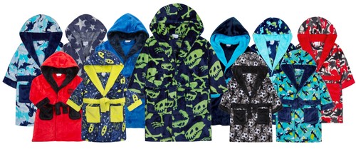 Boys hooded dressing gown soft - hooded,