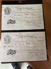 2 x £5 White Five Pound Note