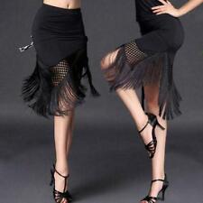 Women Latin Salsa Tango Rumba Cha Cha Square Ballroom Dance Dress Skirt Black T