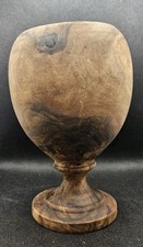Large Vintage Hand Carved Wooden Goblet