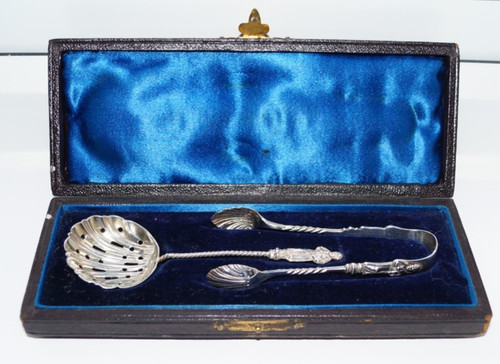 Antique silver sugar - sifter, &