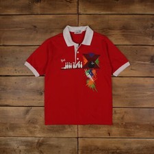 Vintage Polo Shirt T Shirt Medium 80s Sports FX Bowling Red Tee