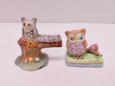 2 Vintage Basil Matthews Owl Figurines Mini England