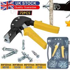 72PCS Heavy Duty Hollow Wall Fixings Anchor Setting Tool Kit Plasterboard Fixing
