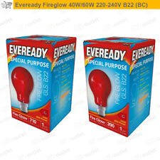 5 x Eveready Red Fireglow Flame Effect GLS Light Bulb Bayonet  B22/BC 40W 60W