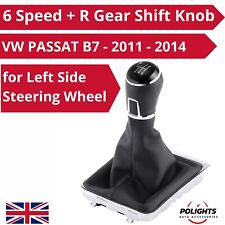 6 Speed Gear Shift Knob + Gaiter Frame for VW PASSAT B7 2011-2014 Chrome/Black