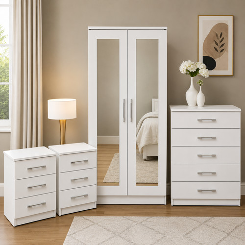 Ready assembled white bedroom - assembled,