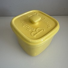Wade Vintage Yellow Butterlicious Jar, Pot with Lid, Ceramic, Cube, Square