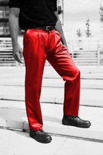 RED TROUSERS  - WORKWEAR GOLF  SANTA FATHER CHRISTMAS FANCY DRESS 