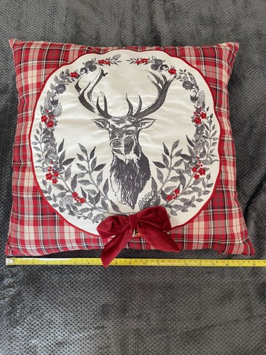 Tartan stag cushion has - stag, only