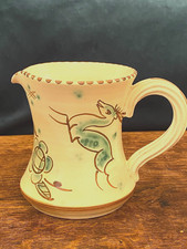 Honiton Pottery Jug Charles Collard Leaping Deer Art Deco Hand Painted 12 cm tal