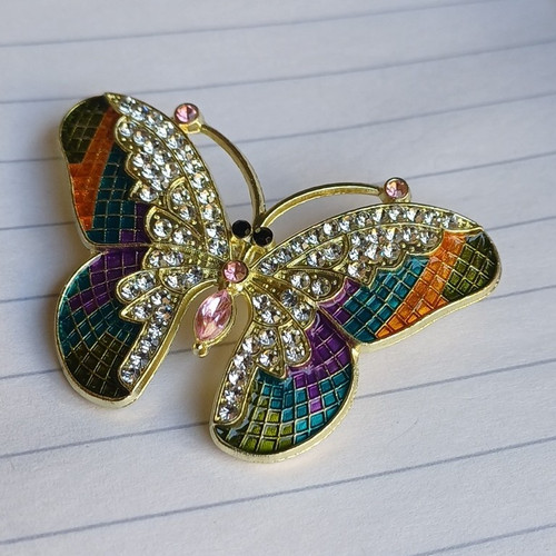 Gold tone butterfly brooch pin - butterfly,