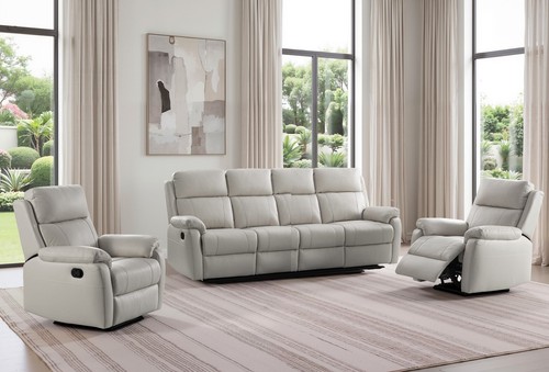 Grey italian leather - italian, seater