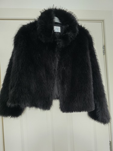 Black faux fur jacket size - faux,
