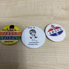 3 x Tin Badge 1980s Vintage