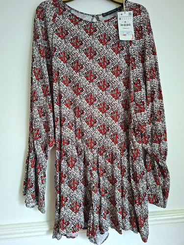 Zara red white black floral - zara, red/white/black