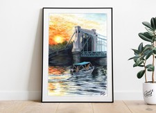 Original watercolour painting signed Glasgow Evening 18 cm x 26 cm