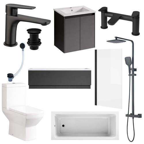 Black complete bathroom suite - black,
