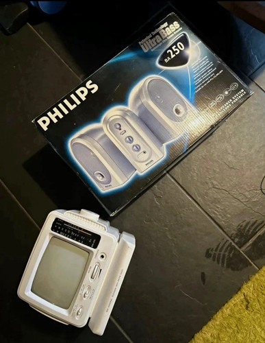 Portable mini black white tv - black,