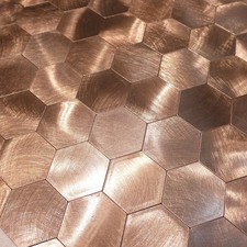 5 x Mosaic Tile Stickers Self-adhesive Metal Hexagon Bronze Easy Fit Metal