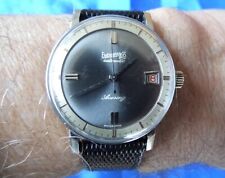 EBERHARD ACERING S/S 25 JEWEL AUTO 1968. LOVELY RARE TUXEDO DIAL & ROULETTE DATE