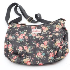 Cath Kidston Floral Crossbody Bag Black PVC-Coated Cotton Zip Adjustable Strap
