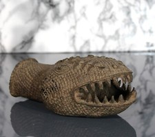 Benin Bronze Snake Head, Rare, old &lovely Patina, Benin bronze Serpent head