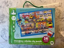 ELC Large Floor Puzzle 3-8 Emergency Vehicles City 24 Large Pieces complete RARE