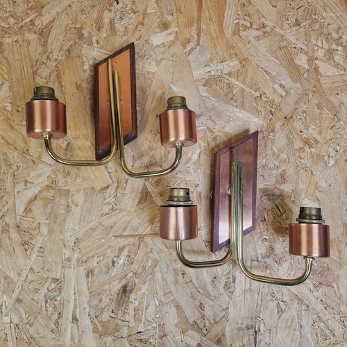 Pair mid century brass wall - of,