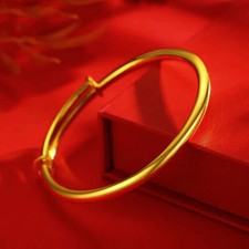 9ct Yellow Gold on Silver Ladies Expanding Bangle - Gift Boxed