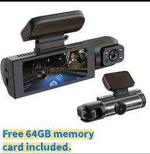 1080P G-Sensor Car Dash Cam Recorder Dual Lens DVR Camera Video with 64GB Card
