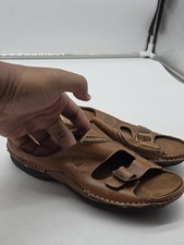 Earth Spirit Sandals Womens Size 7.5 Brown Leather Slide Comfort Buckle Shoes