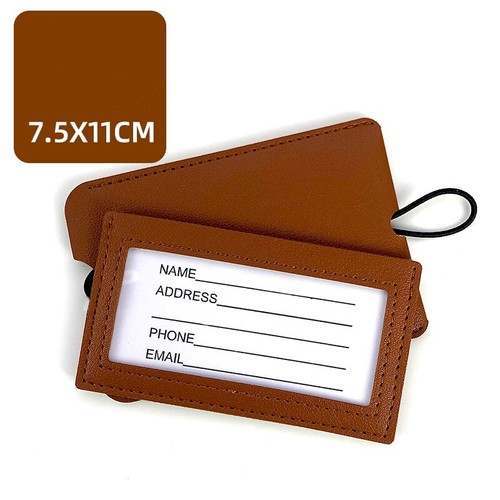Large leather luggage - leather, tag