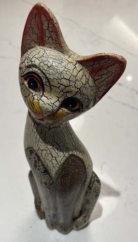 Wooden cat figure - ,