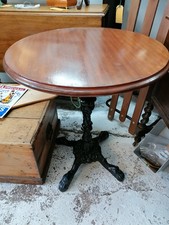 Vintage Mahogany Top Cast Iron Pub Bar Table